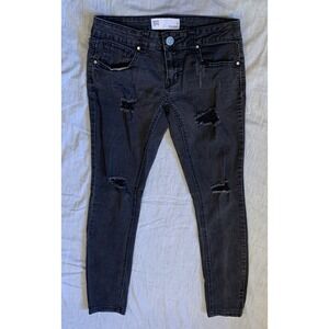RSQ Jeans Size 5 Black Ibiza Skinny Distressed (28x29)